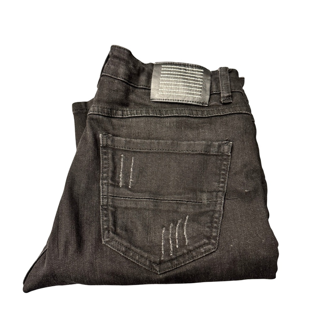 Serenade Jeans Mens 32 (32x32 ACTUAL) Distressed Skinny Black Denim